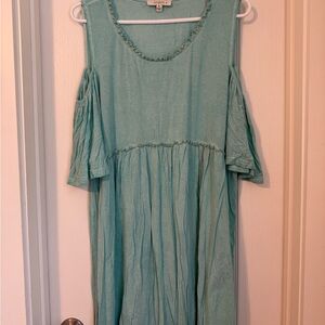 Umgee Aqua Cold Shoulder Dress